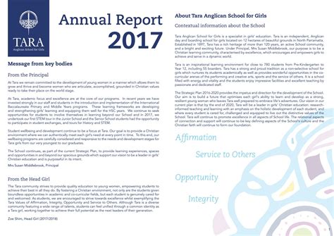 Tara Anglican School For Girls Annual Report 2017 By Tara