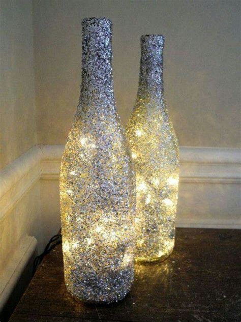 Pin By Julia Beil On Crafts Diy Bottle Lamp Glitter Wine Bottles