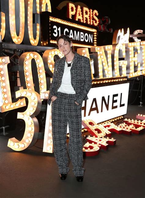 Kristen Stewart Sits Front Row At Chanel In A Tweed Suit And Plain