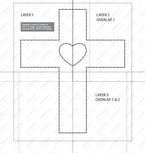 Cross With Heart String Art Template Etsy