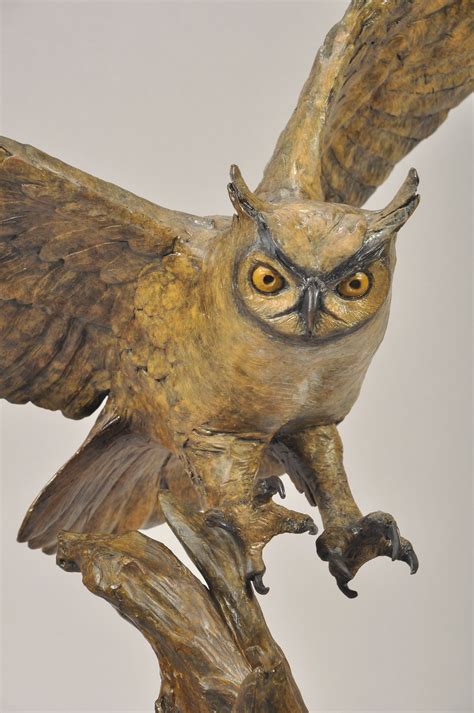 The Hunt Great Horned Owl And Rabbit Sculpture By James Marsico