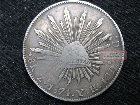 1874 Mexico 8 Reales Silver Coin Zs