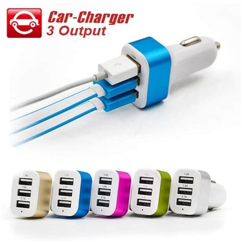 Jual Adapter Colokan Usb 3in1 Mobil Cas Car Charger Hp Android Iphone