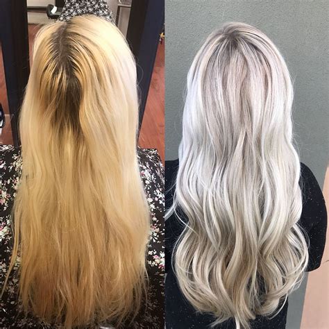 Platinum Blonde Hair Color Correction Before And After Wella Hair