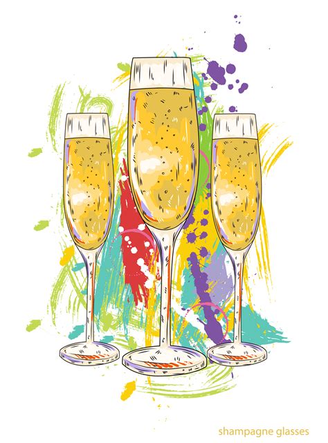 Glass Vector Glasses Of Champagne Vector Illustration Designious