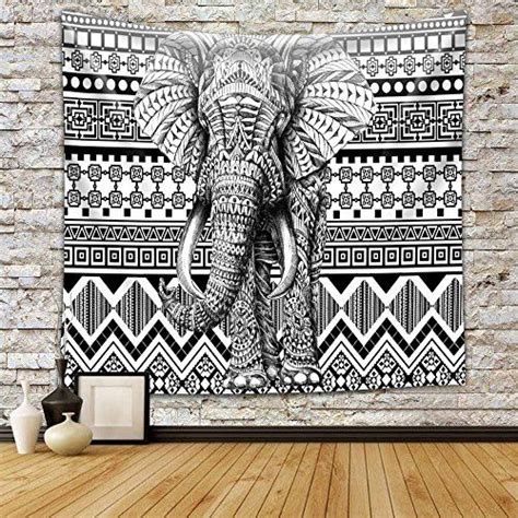 Printed on a lightweight fabric that's easy to hang with tacks, nails or string. Black and white Elephant Wall Tapestry Hanging - Polyeste... | Fabric wall art, Wall tapestry ...