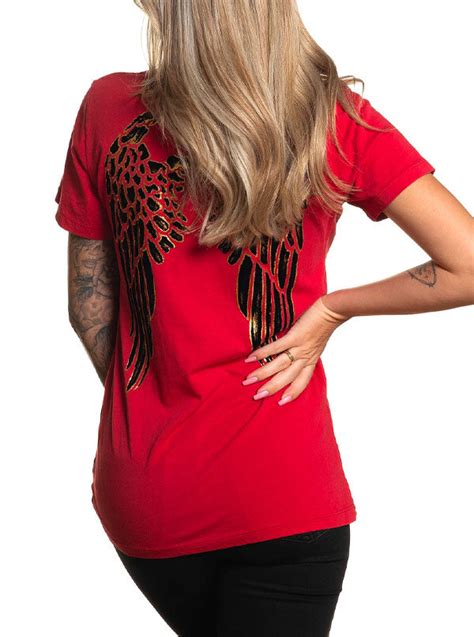 women s praise wings v neck tee by affliction inked shop