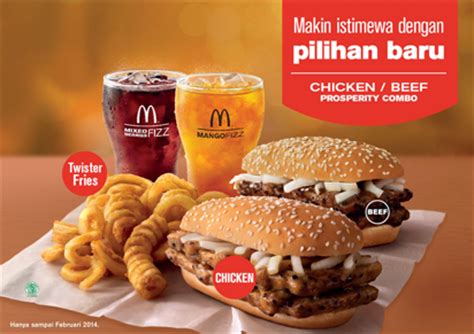 Savour the prosperity beef and chicken burgers® with aromatic black pepper sauce, served with a side of prosperity twister fries™. Harga Chicken dan Beef Prosperity Burger McDonalds Terbaru ...