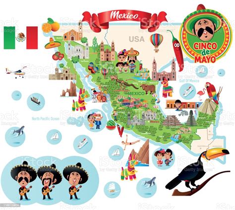 Ilustración De México Mapa De Viajes Mapa De Dibujos Animados Y Más