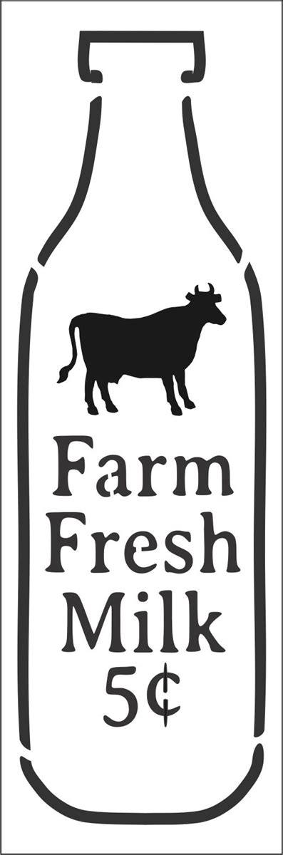 Image not available for color: Farm Fresh Milk 5C w/ Cow & Bottle Graphic 8 x 24 ...