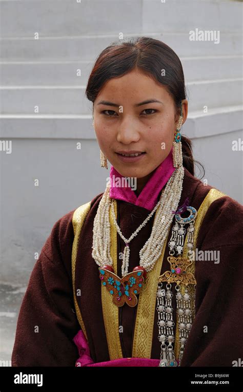 Ladakhi Woman In Traditional Costume Leh Ladakh North India