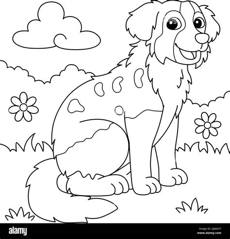 Australian Shepherd Dog Coloring Page For Kids Stock Vector Image And Art