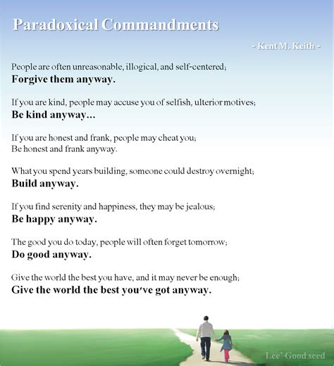 Shincheonji Good Seed Paradoxical Commandments Poem The Era Of
