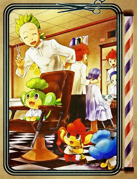 pokemon black and white brothers cilan cress and chili at the barber shop pocket monsters
