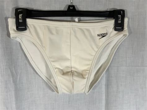 Speedo Men White Solar Swim Brief Bikini Swimwear Size 30 32 34 36 38