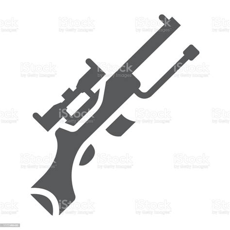 Sniper Gun Glyph Icon Weapon And Military Automatic Machine Sign Vector