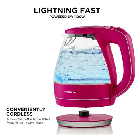 Electric Kettle Glass 15l Bpa Free Kg83 Ovente Us