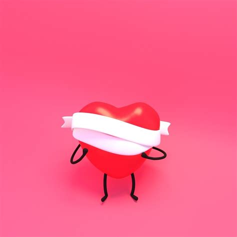 Premium Photo 3d Rendered Blindfolded Cartoon Heart Character