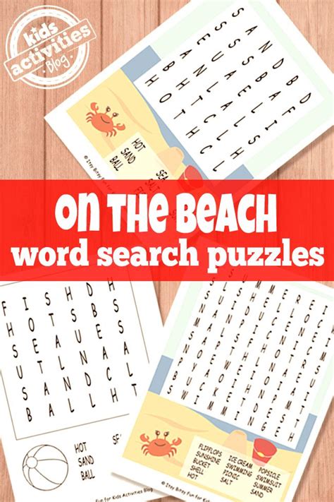 Fun And Free Beach Word Search Puzzles For Kids