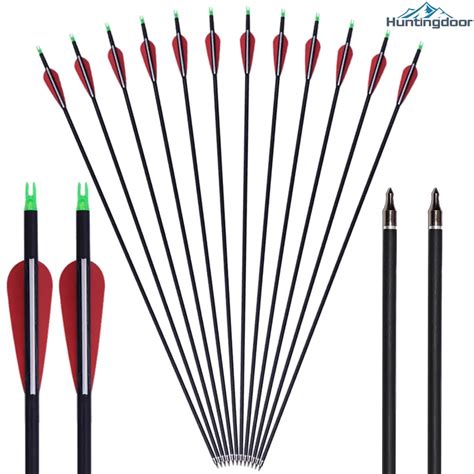 12pcs Huntingdoor Mixed Carbon Arrows Hunting Archery Bow 315inch