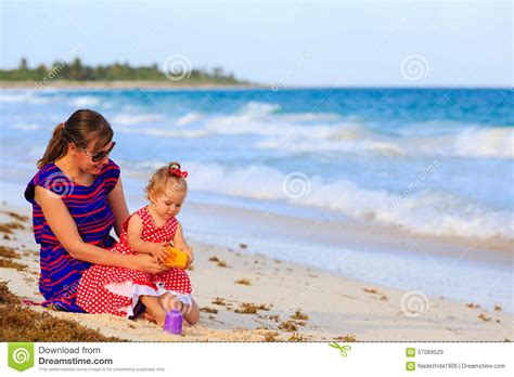 Mother And Little Daughter On Tropical Beach Stock Image Image Of Talk Smile 57069529