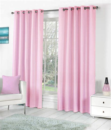 Pindia Set Of 4pc Plain Eyelet Window Curtains Baby Pink Buy Pindia