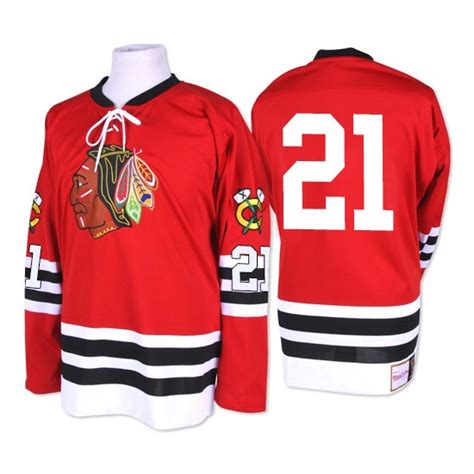 Adult Authentic Chicago Blackhawks Stan Mikita Red 1960 61 Throwback Official Mitchell And Ness