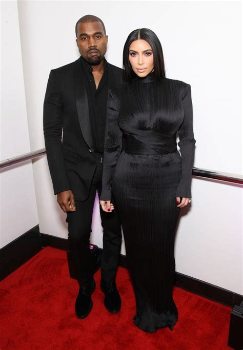 Kim Kardashian And Kanye West Wear Matching Black Balmain Outfits To
