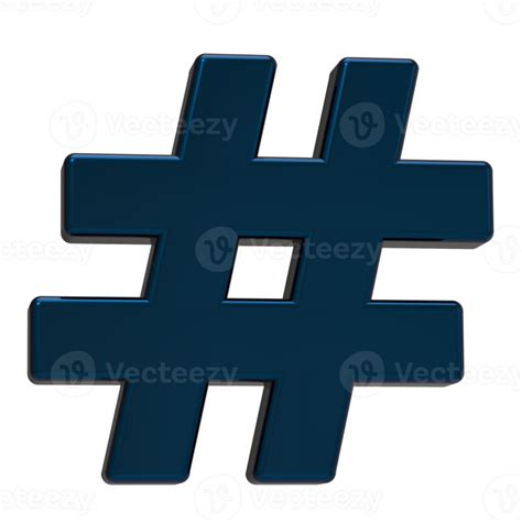 Hashtag Icon Isolated On Transparent Background 3d Illustration