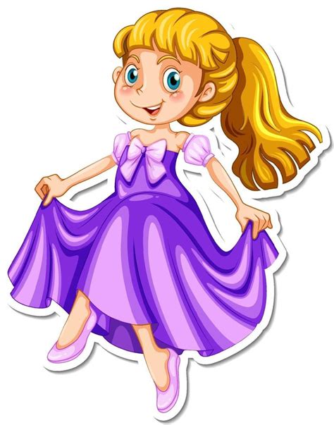 beautiful princess cartoon character sticker 3032063 vector art at vecteezy