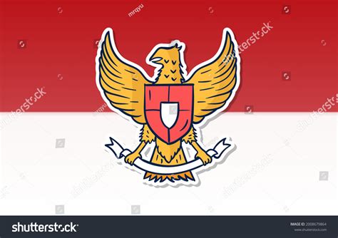 Garuda Pancasila Indonesian Flag Behind Stock Vector Royalty Free