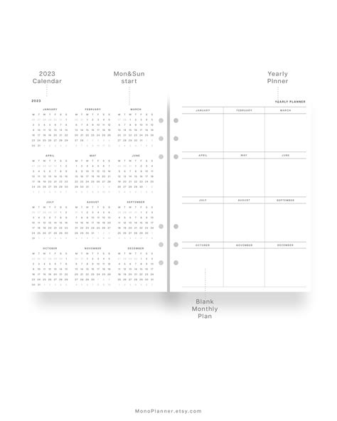 2023 A6 Calendar Printable Planner Inserts 2023 Year At A Etsy
