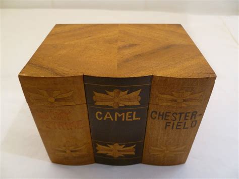 Vintage Wooden Cigarette Box With Lucky Strike Camel And Chesterfield Brand Etsy