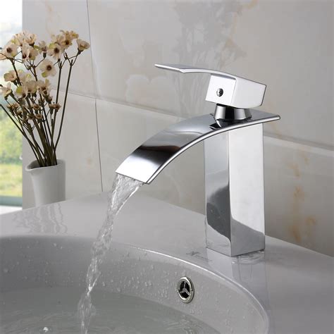 Sometimes all it takes is the perfect sink & faucet to turn a plain vanity into a luxurious piece of art. ELITE Modern Bathroom Sink Waterfall Faucet Chrome Finish ...