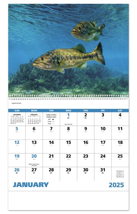 2024 Fishing Spiral Calendar 11 X 19 Imprinted Spiral Bound Drop