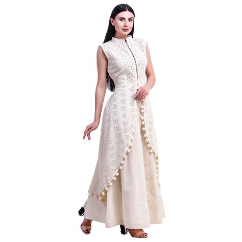 Precious Boutique White Cotton Anarkali Kurti Buy Precious Boutique