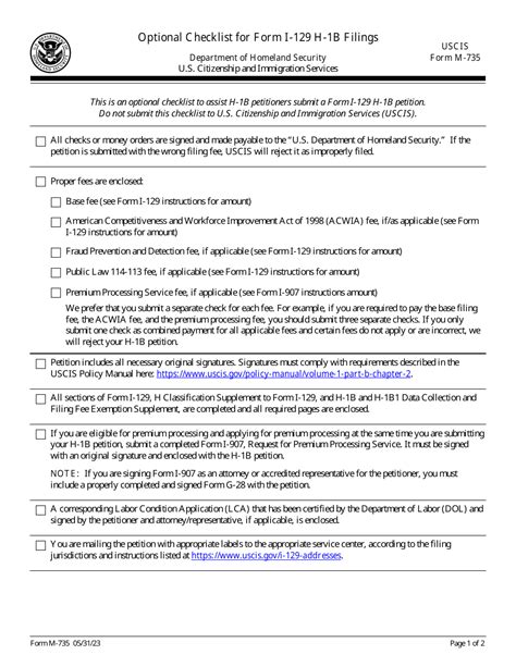 Uscis Form M 735 Download Fillable Pdf Or Fill Online Optional