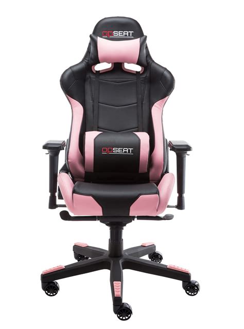 The chair features white inlays and black meshing. Master - Pink Gaming Chair - OPSEAT | Gaming chair, Gamer ...