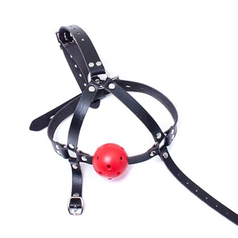 Davidsuorce Wiffle Mouth Plastic Ball Gag Harness Turn Y Shape Lockable Faux Leather Head