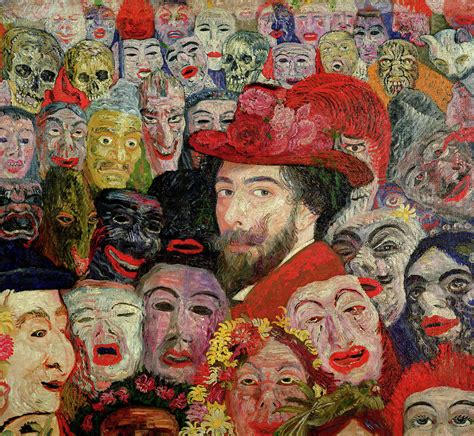 Self Portrait With Masks Painting By James Ensor Fine Art America