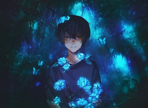Animeart Idea Glowing Flowers Boy Art Anime Boy Cute Anime Boy