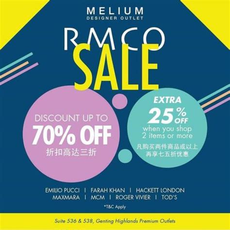 Genting highlands premium outlets festive sale is happening on 24 to 26 may from. Melium Designer RMCO Sale Discount Up To 70% OFF at ...