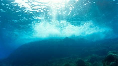 Rays Of Light In An Underwater Landscape Stock Image Image Of Blue