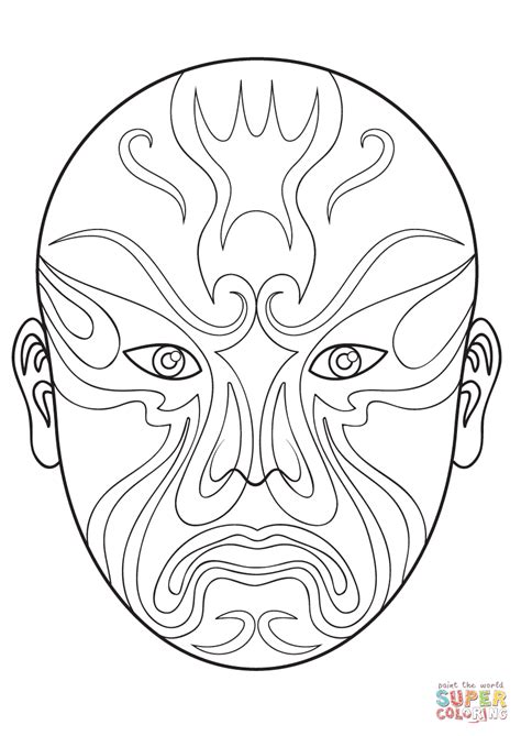 Click the chinese opera mask 1 coloring pages to view printable version or color it online (compatible with ipad and android tablets). Chinese Opera Mask 3 coloring page | Free Printable ...
