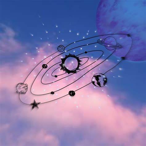 Galaxy Pink Moon Backround Clouds Aesthetic Blue Planet