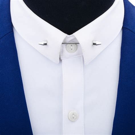 Savoyshi Mens Shirt Collar Pin Metal Brooch Cone Bar Clasp Clip Barbell