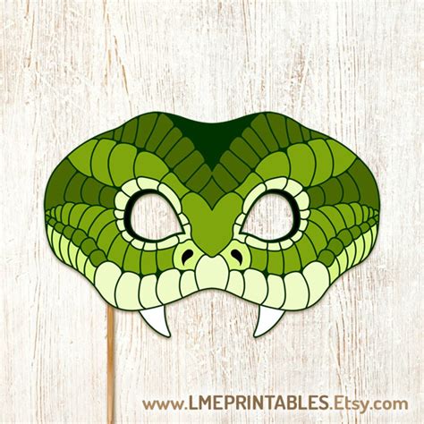 Green Snake Printable Mask Halloween Diy Costume Reptile Etsy