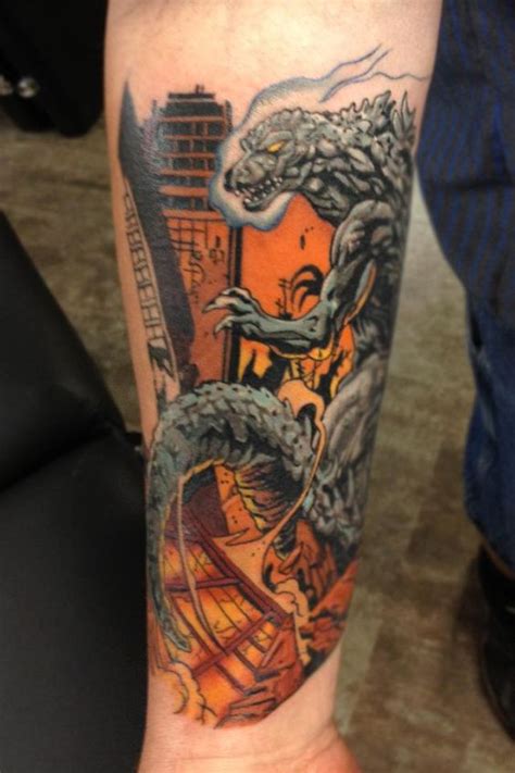 Godzilla Sleeve Tattoo By Alan Aldred Tattoos Kulturaupice