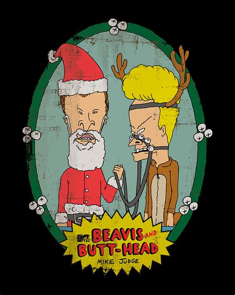 beavis and butthead santa reindeer christmas digital art by jessika bosch