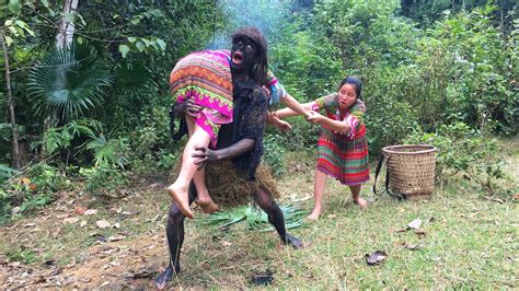 primitive life primitive forest people appear and meet up with ethnic girls youtube